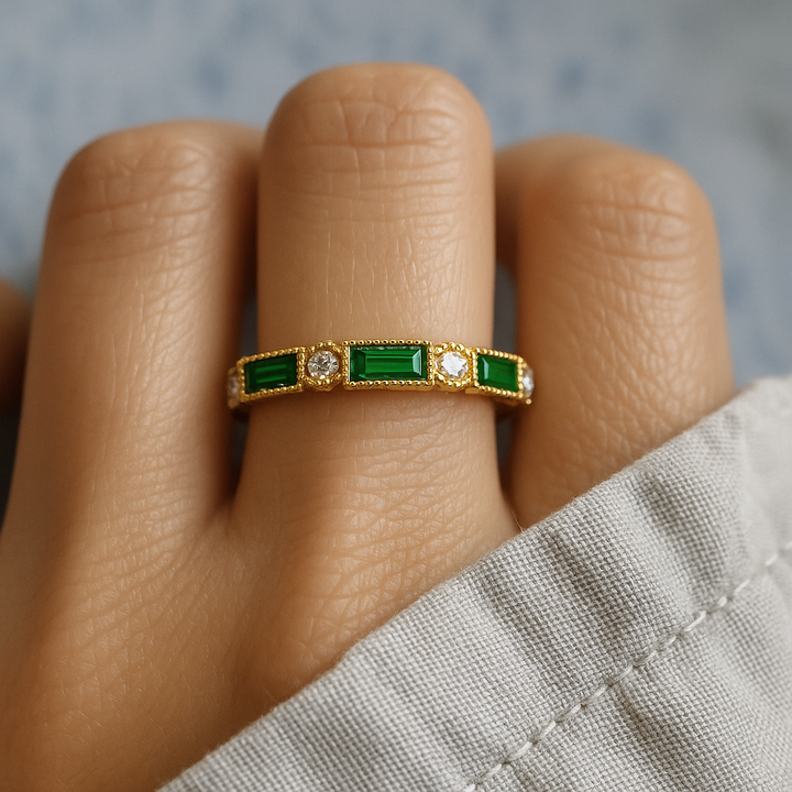 Alex | Groene Zirconia Gouden Ring