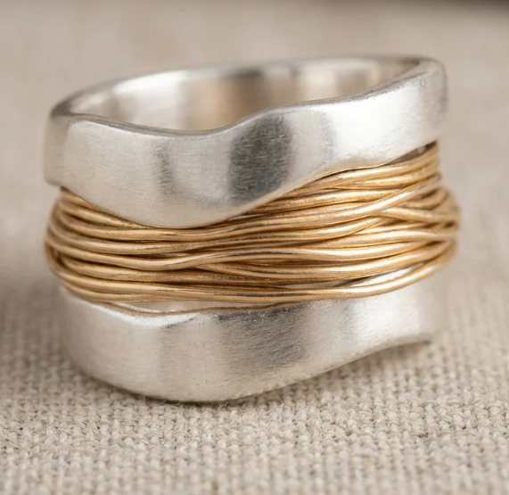 Agnes | Zilver Gouden Draden Ring